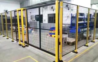 Product Detail Page | Robot Safety Fence | Robot safety fence display, yellow warning color, high visibility, CE certified, 10-year warranty, galvanized rustproof