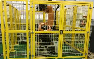 Product Detail Page | Yellow Robot Safety Fence | Yellow robot safety fence, high visibility, impact resistant, CE certified, 10-year warranty, galvanized rustproof, isolates robotic equipment