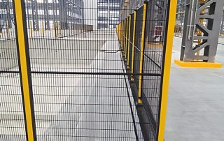 Product Detail Page | Machine Guard Fence | Machine guard safety fence showcase, yellow-black warning color, high visibility, CE certified, 10-year warranty, galvanized rustproof