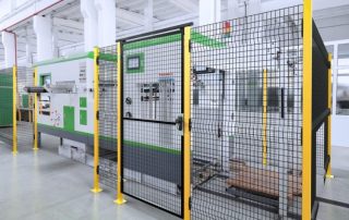 Industrial Scene | Factory Safety Protection | Industrial factory safety protection application scene, showing industrial safety fencing usage for machine guard and workshop perimeter isolation
