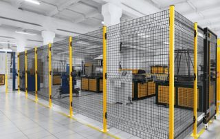 Industrial Scene | Factory Safety Protection | Industrial factory safety protection application scene, showing industrial safety fencing usage for machine guard and workshop perimeter isolation