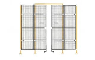 Close-up showing visible weld seam industrial machine guard fence ID-27568 | Impact resistant galvanized rustproof for factory equipment protection