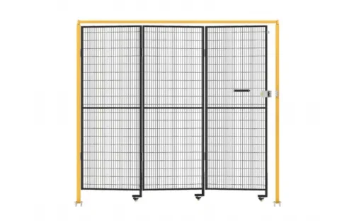Wide shot of outdoor construction site deployed machine guard fence ID-27341 | Galvanized rustproof impact resistant for heavy machinery temporary protection
