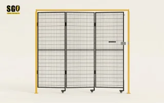 Machine guarding fence panels with framed steel mesh for jam-prone scrap lines