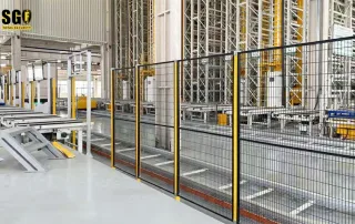 safety guarding fence module assembly for explosive scrap dismantling lines