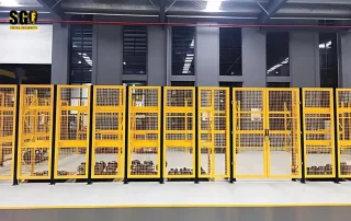 Machine safety fence for warehouse interlock perimeter protection