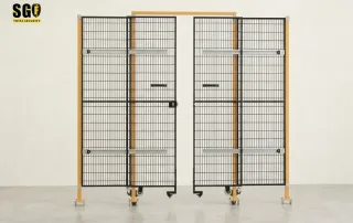 machine guarding safety fence enclosing an automation cell against forklift impact risks