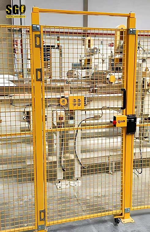 safety fencing machine guarding framed gate with lock hardware for secure access