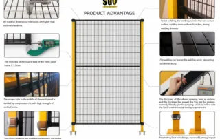 Painéis de Cercas de Proteção de Máquinas para montagem rápida a frio, imagem de prova do produto mostrando cerca de segurança industrial modular ao redor de uma célula de máquina