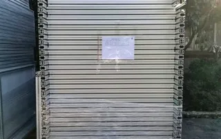 Machine safety fence palletized aluminum profiles prepared for parallel robot cell delivery